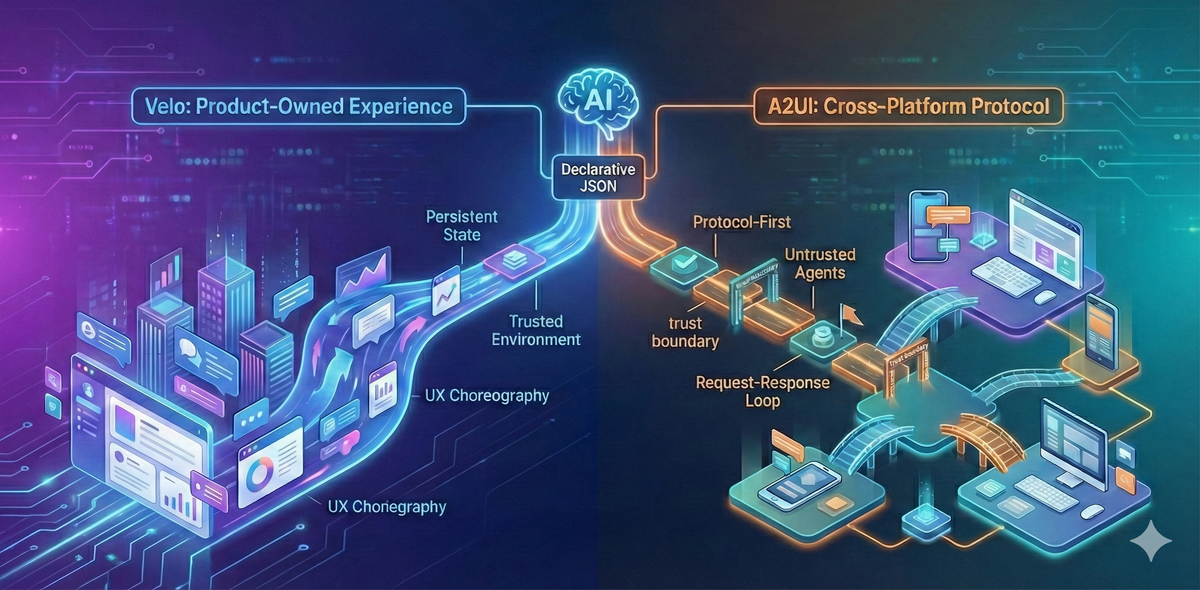 Velo and A2UI: Two Paths to Agent-Driven UI